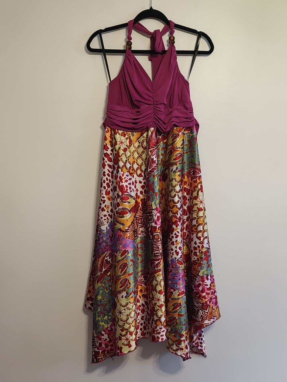 Torrid Bright Pink Halter Style with Multicolor Print Skirt